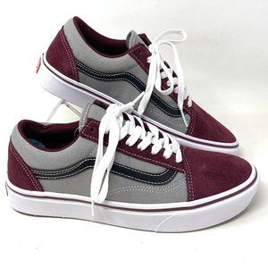 VANS Comfycush Old Skool Tri Tone Shoes Red Gray Suede Canvas Womens VN0A3WMA2QI